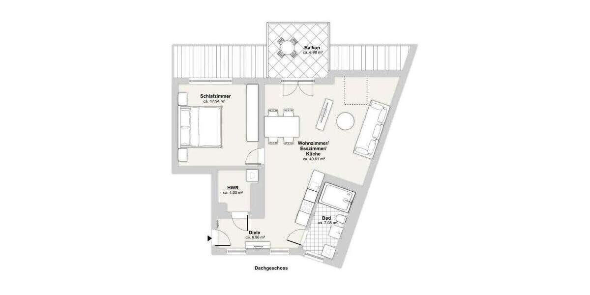 Gemütliche 2-Zimmer-Dachgeschosswohnung mit Balkon und Tageslichtbad 2 zimmer