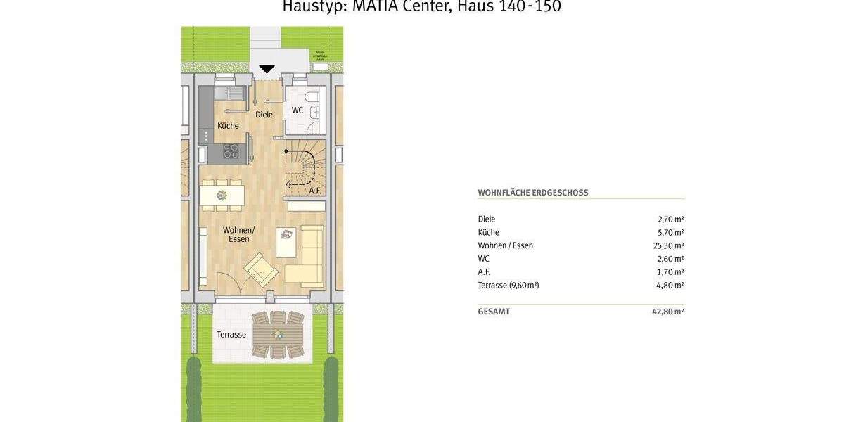 Reihenmittelhaus Leverkusen Steinbüchel - 5 Zimmer, 115 m&sup2;, 547.500&euro; | Angebot:25290685