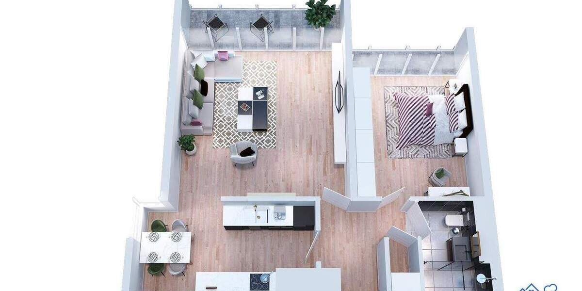 Attraktive, helle 2-Zimmer-Wohnung mit Einbauküche, Balkon und Stellplatz 2 zimmer