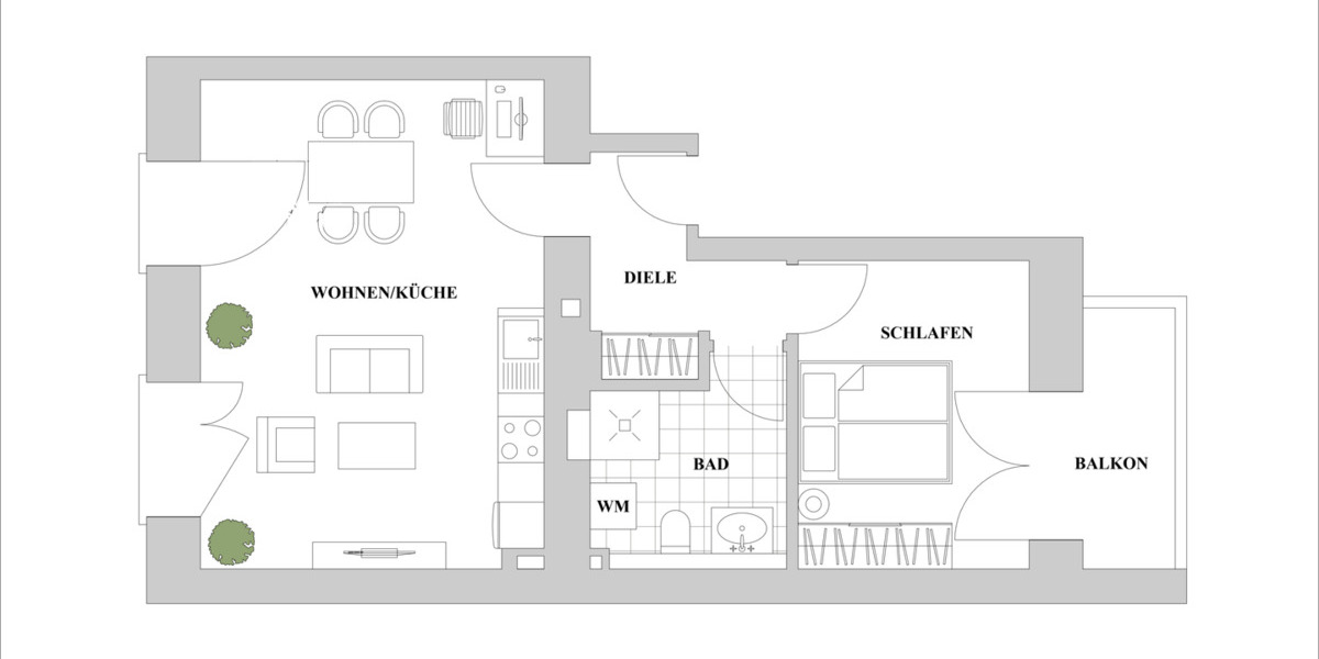 Etagenwohnung Düsseldorf Oberbilk - 2 Zimmer, 55 m&sup2;, 1.200&euro; | Angebot:26408006