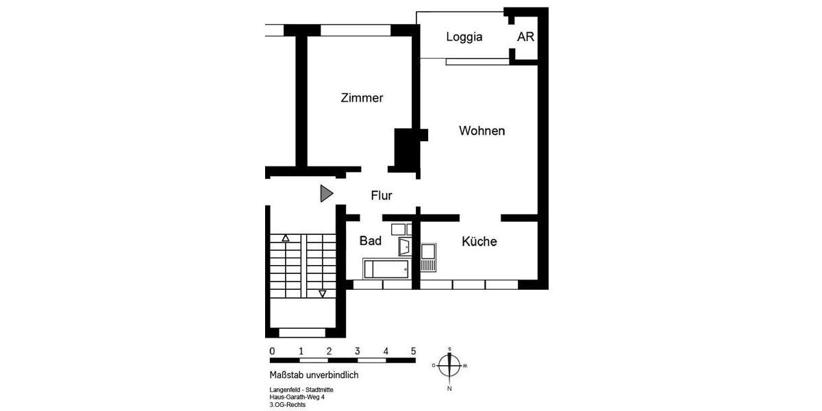 Etagenwohnung Langenfeld (Rheinland) - 2 Zimmer, 53 m&sup2;, 554&euro; | Angebot:26275231