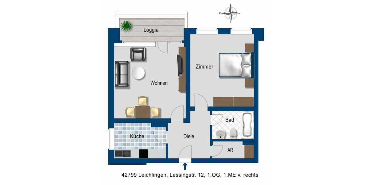 Etagenwohnung Leichlingen (Rheinland) - 2 Zimmer, 62 m&sup2;, 627&euro; | Angebot:26160665