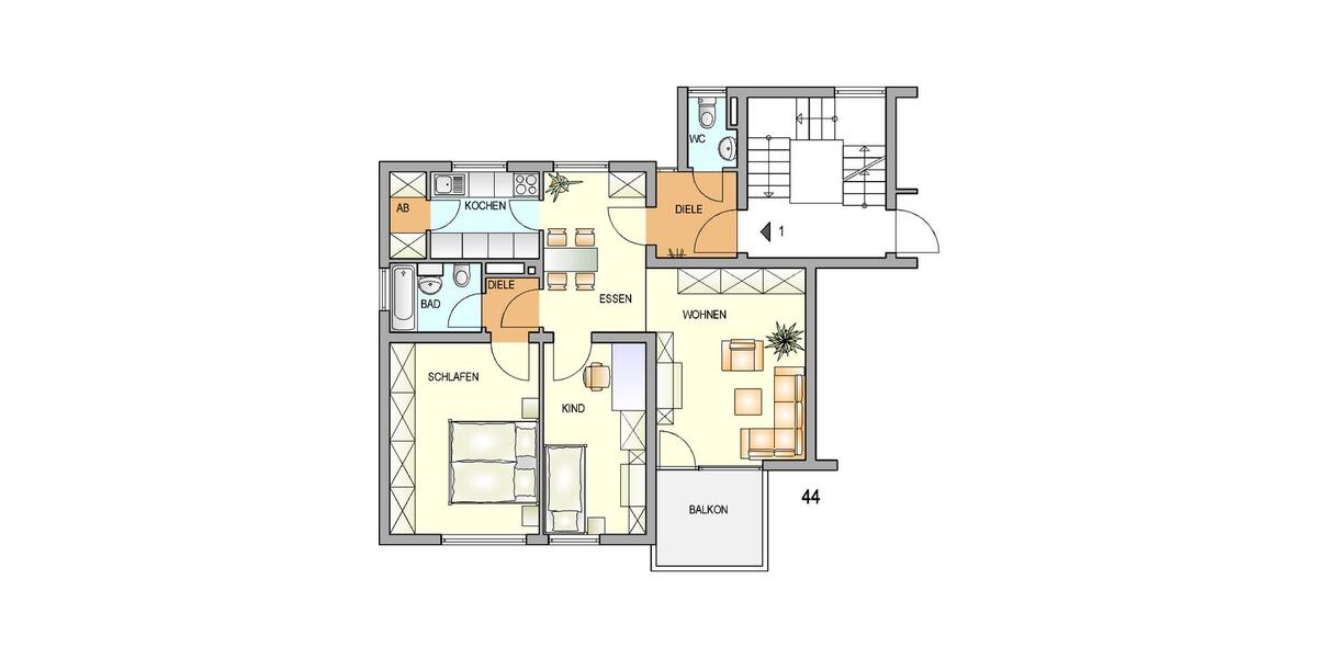 Etagenwohnung Remscheid Gemarkung Bergisch Born - 3 Zimmer, 71 m&sup2;, 500&euro; | Angebot:26262479