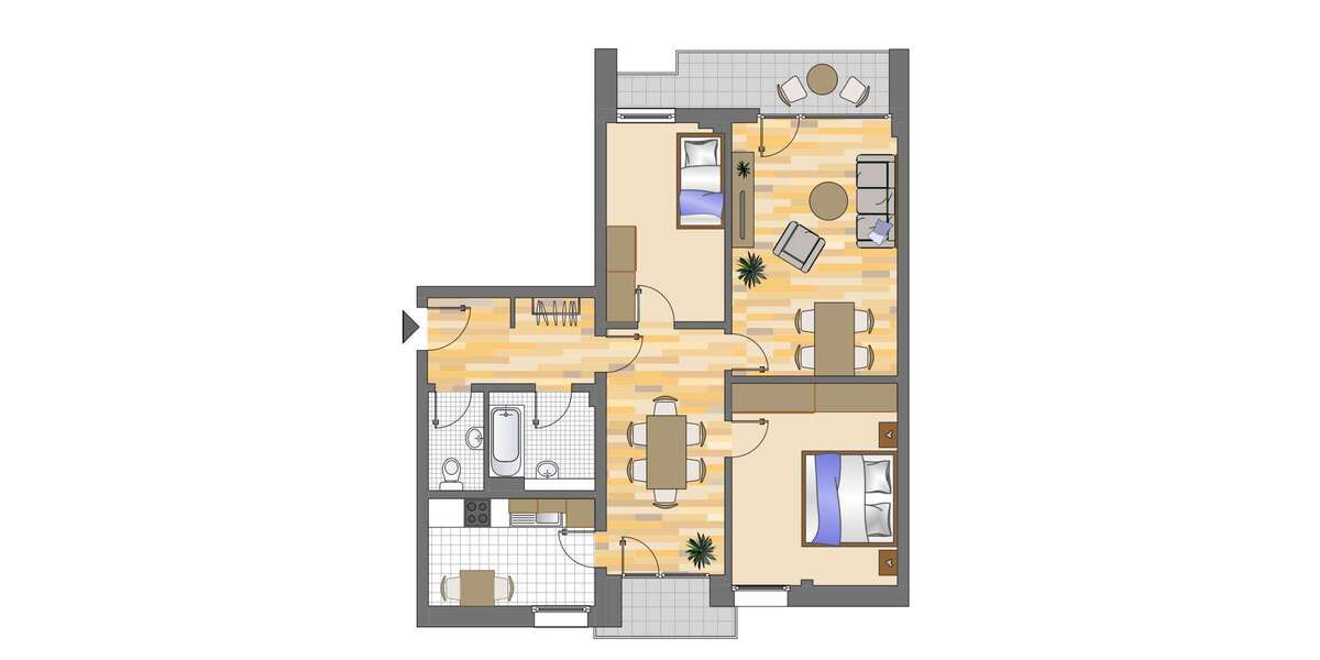 Etagenwohnung Düsseldorf Hassels - 3 Zimmer, 81 m&sup2;, 992&euro; | Angebot:26907463
