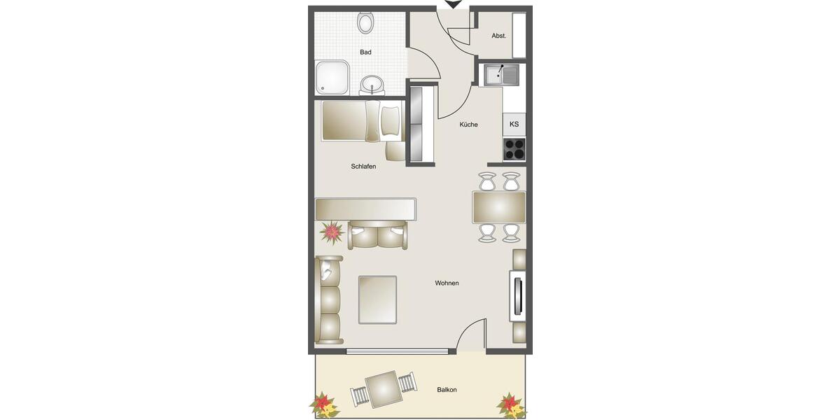 Etagenwohnung Solingen Ohligs - 1 Zimmer, 42 m&sup2;, 425&euro; | Angebot:26476706
