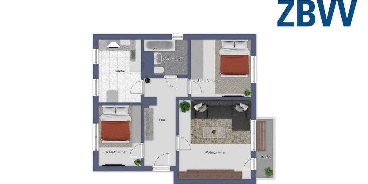 Etagenwohnung Remscheid Süd - 3 Zimmer, 79 m&sup2;, 735&euro; | Angebot:26863055