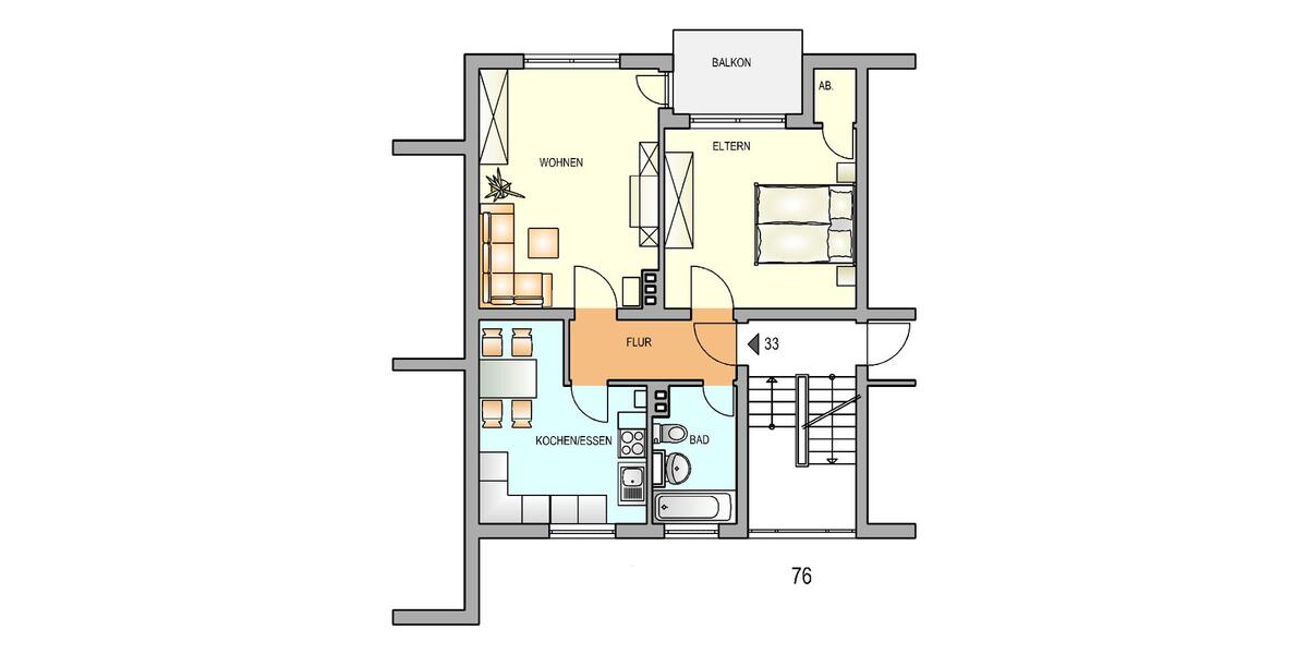 Etagenwohnung Wermelskirchen - 2 Zimmer, 56 m&sup2;, 441&euro; | Angebot:25790792