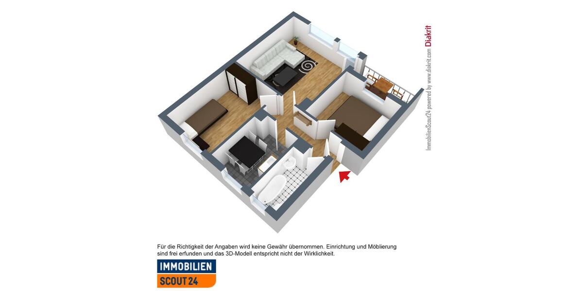 Erdgeschoßwohnung Mettmann - 3 Zimmer, 62 m&sup2;, 719&euro; | Angebot:26234187