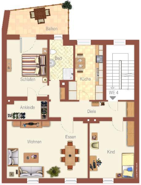 Dachgeschoßwohnung Leverkusen Opladen - 3 Zimmer, 102 m&sup2;, 850&euro; | Angebot:25781074