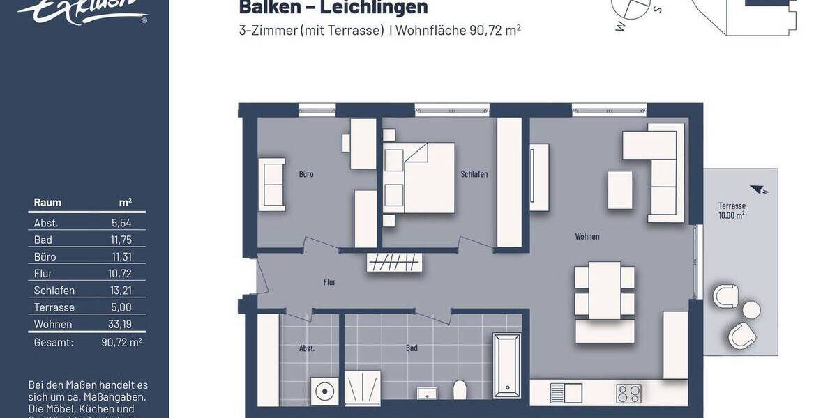 Etagenwohnung Leichlingen - 3 Zimmer, 90 m&sup2;, 389.000&euro; | Angebot:25745242