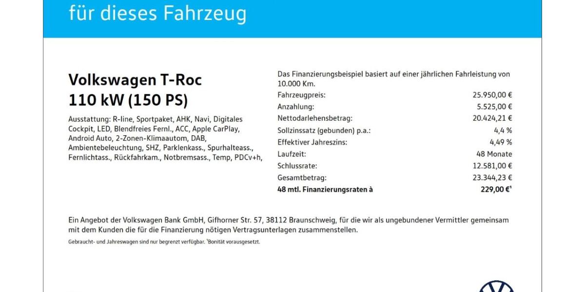 VW T-Roc 70.700 km 25.490 &euro; Wuppertal 42109