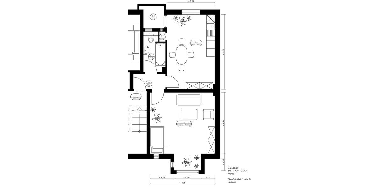 Hochparterre Bochum Bochum-Südwest - 2 Zimmer, 51 m&sup2;, 420&euro; | Angebot:26223193
