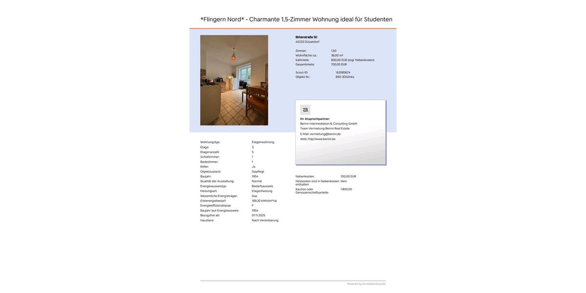 eine Wohnung in Birkenstraße 50, Düsseldorf 2 zimmer