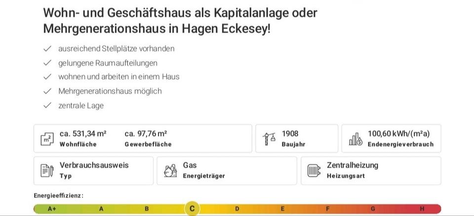 Mehrfamilienhaus, Wohnhaus Hagen Hagen-Nord - 20 Zimmer, 532 m&sup2;, 669.000&euro; | Angebot:27453049
