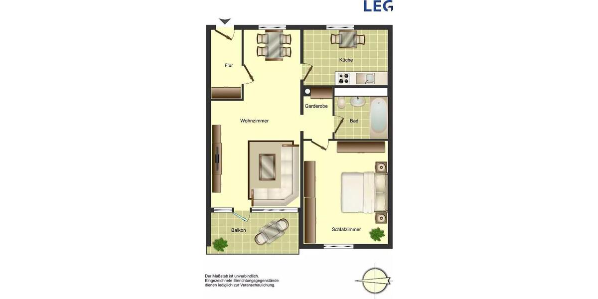 Etagenwohnung Ratingen Tiefenbroich - 3 Zimmer, 60 m&sup2;, 805&euro; | Angebot:26021454