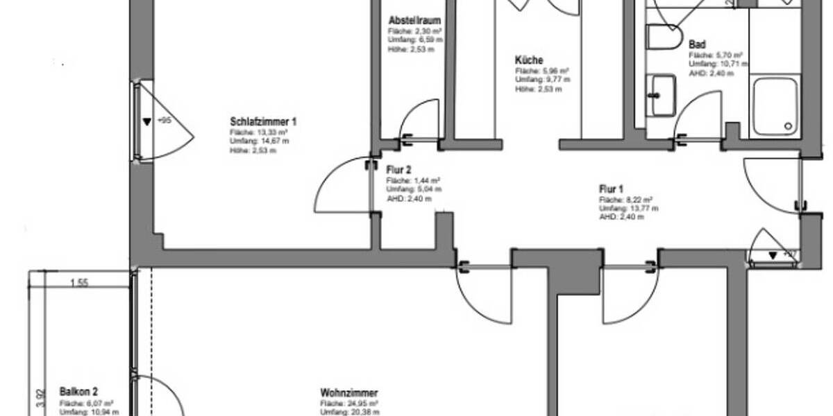 Etagenwohnung Wuppertal Elberfeld - 3 Zimmer, 77 m&sup2;, 209.000&euro; | Angebot:26879687
