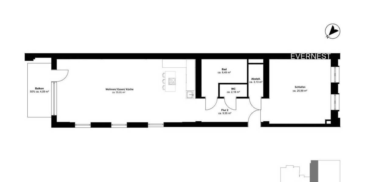 Etagenwohnung Düsseldorf Ludenberg - 2 Zimmer, 109 m&sup2;, 680.000&euro; | Angebot:23950605