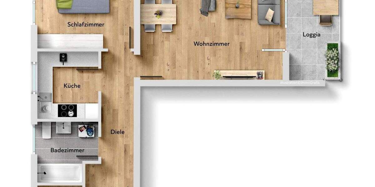 Etagenwohnung mit eigener Garage und Blick ins Grüne 2 zimmer