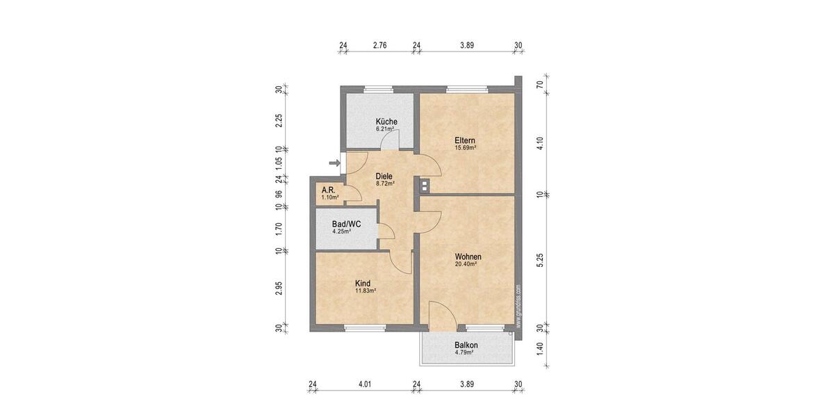 Etagenwohnung Leverkusen Alkenrath - 3 Zimmer, 70 m&sup2;, 1.090&euro; | Angebot:26439650