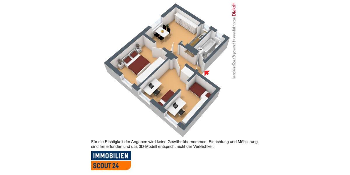 Erdgeschoßwohnung Wuppertal Gemarkung Langerfeld - 3 Zimmer, 62 m&sup2;, 589&euro; | Angebot:26264815
