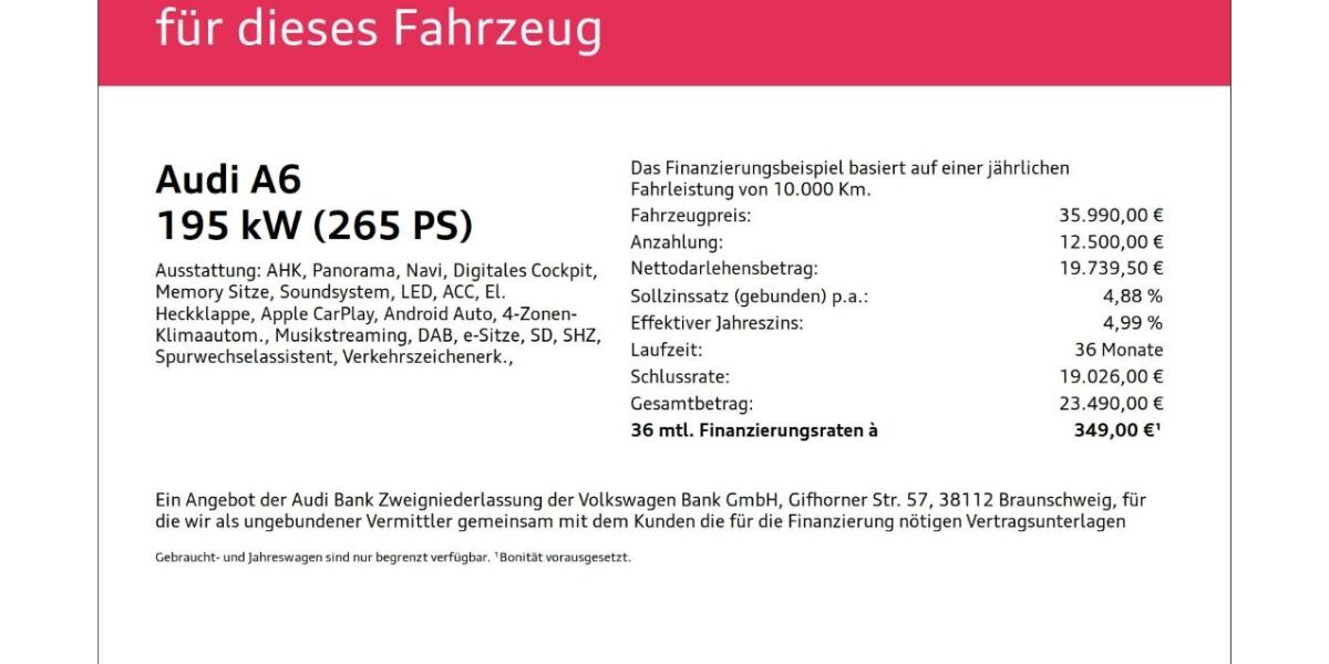 Audi A6 56.211 km 35.990 &euro; Wuppertal 42109