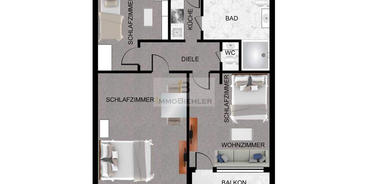 Etagenwohnung Leverkusen Wiesdorf - 3 Zimmer, 67 m&sup2;, 219.000&euro; | Angebot:25423487