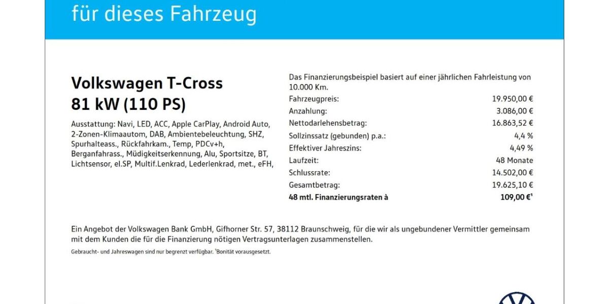 VW T-Cross 30.030 km 19.690 &euro; Wuppertal 42109