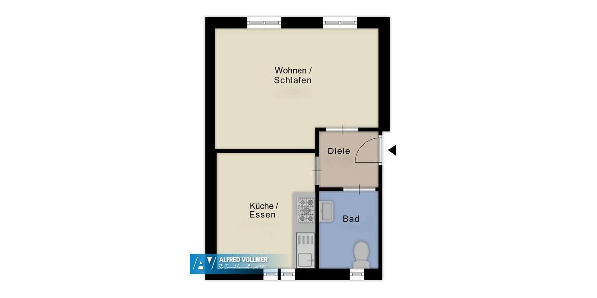 Etagenwohnung Solingen Wald - 1 Zimmer, 33 m&sup2;, 410&euro; | Angebot:25349480