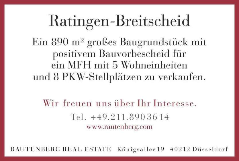 Grundstück zu verkaufen in Ratingen 495.000 € 890 m²