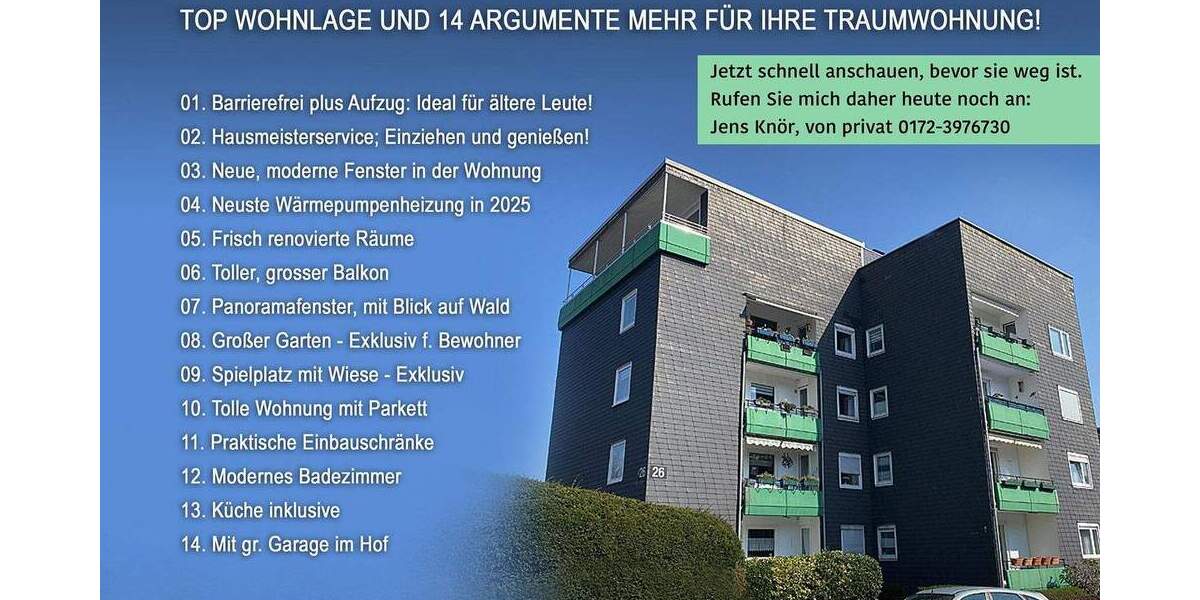 Ruhige Lage, barrierefrei, Hausmeisterservice, GartenSpielplatz, FensterHeizung NEU2025 3 zimmer