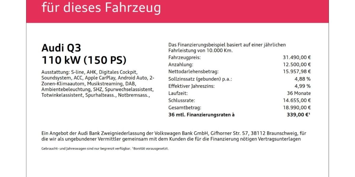 Audi Q3 66.151 km 31.490 &euro; Wuppertal 42109