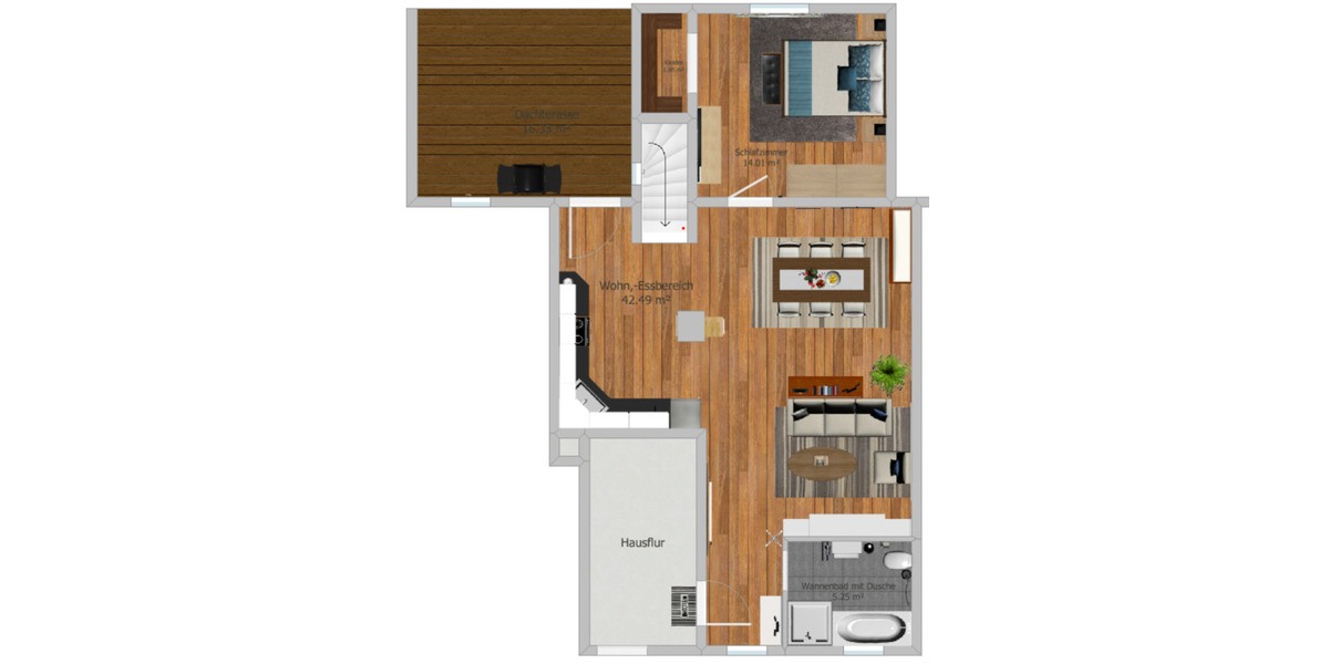 Genehmigte Wohnung mit Dachterrasse – Wohnen auf zwei Ebenen 4.5 zimmer