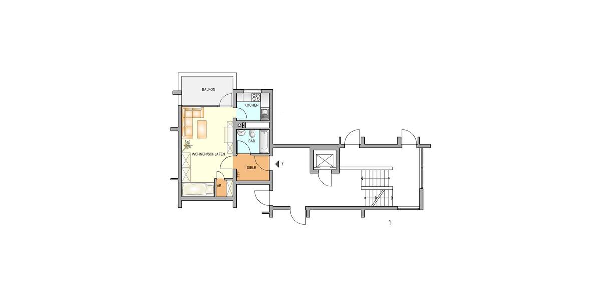 Etagenwohnung Remscheid Gemarkung Bergisch Born - 1 Zimmer, 36 m&sup2;, 285&euro; | Angebot:25655188