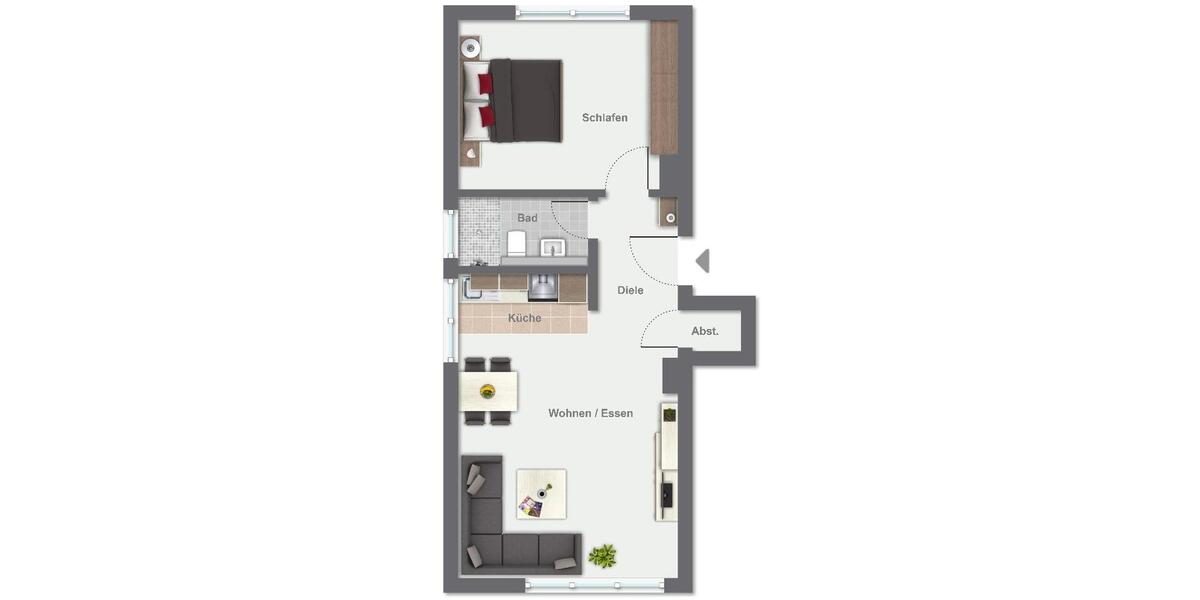 Erdgeschoßwohnung Leverkusen Bürrig - 2 Zimmer, 52 m&sup2;, 600&euro; | Angebot:26470918