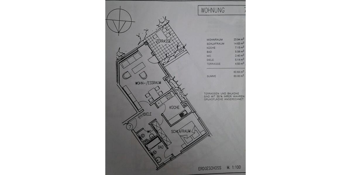 Erdgeschoßwohnung Langenfeld (Rheinland) - 2 Zimmer, 63 m&sup2;, 620&euro; | Angebot:26446345