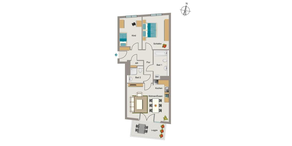 Etagenwohnung Düsseldorf Pempelfort - 3 Zimmer, 87 m&sup2;, 1.431&euro; | Angebot:25524178