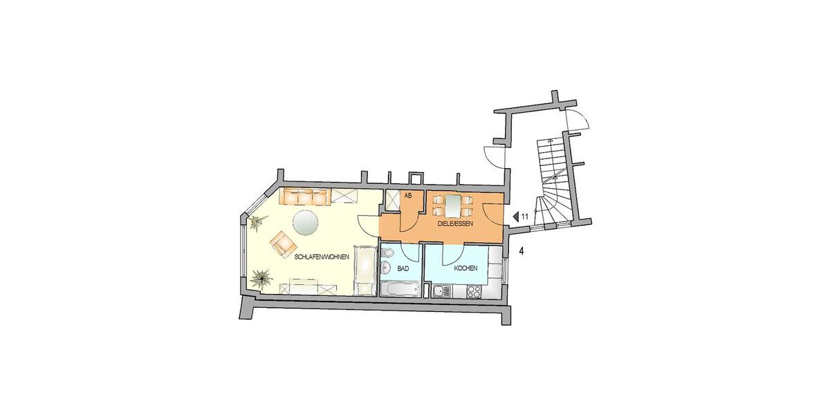 Etagenwohnung Remscheid Gemarkung Bergisch Born - 1 Zimmer, 44 m&sup2;, 272&euro; | Angebot:26439194