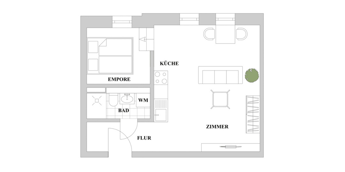 Etagenwohnung Düsseldorf Oberbilk - 1 Zimmer, 38 m&sup2;, 995&euro; | Angebot:26917346