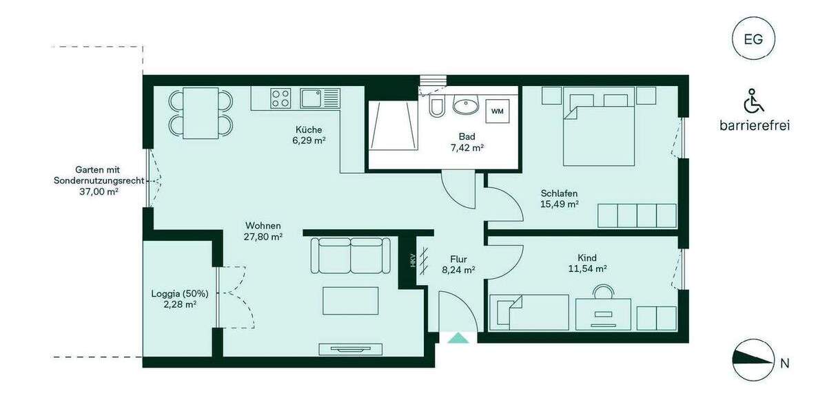 3-Zimmer-Wohnung mit 37 m² Gartenanteil und Loggia in Südausrichtung 3 zimmer