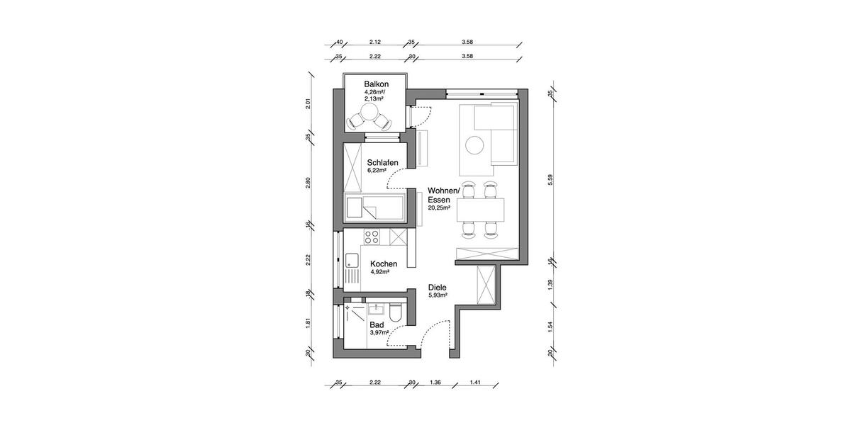 Etagenwohnung Haan - 2 Zimmer, 46 m&sup2;, 849&euro; | Angebot:26284342