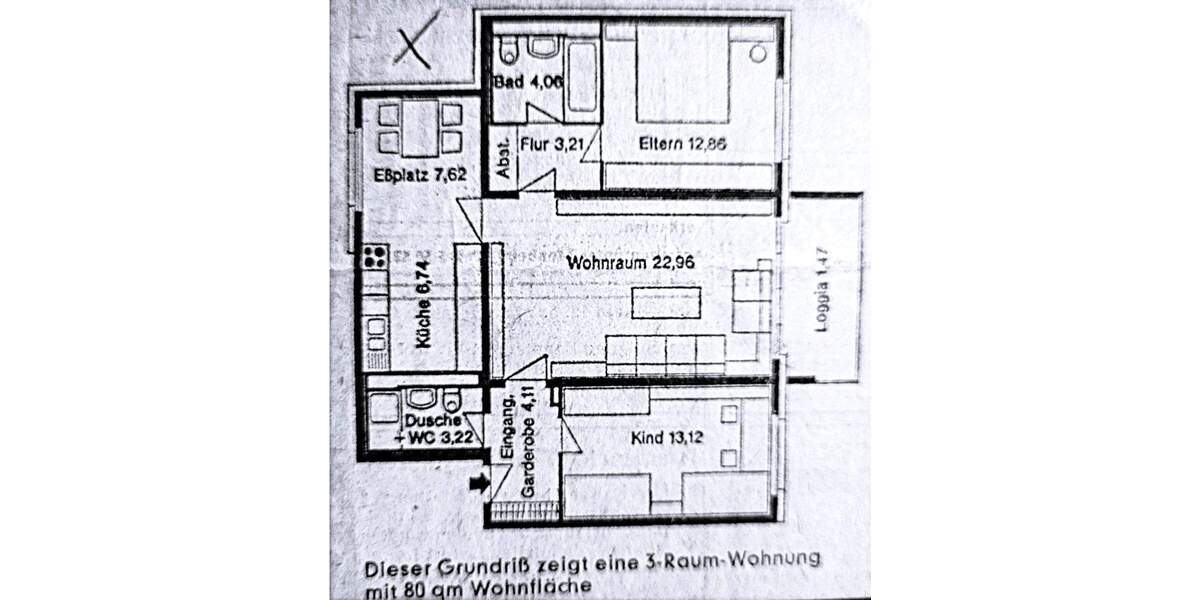 Etagenwohnung Leverkusen Steinbüchel - 3 Zimmer, 79 m&sup2;, 197.000&euro; | Angebot:25265790