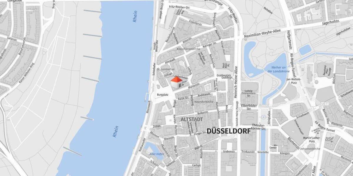 Etagenwohnung Düsseldorf Altstadt - 2 Zimmer, 56 m&sup2;, 875&euro; | Angebot:26439460