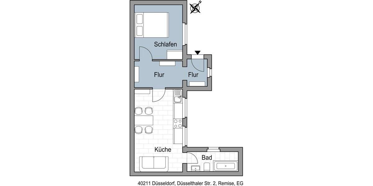 Erdgeschoßwohnung Düsseldorf Pempelfort - 1.5 Zimmer, 37 m&sup2;, 452&euro; | Angebot:26377370