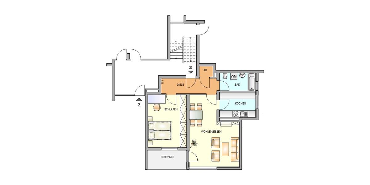 Super geschnittene Wohnung mit eigener Terrasse 2 zimmer
